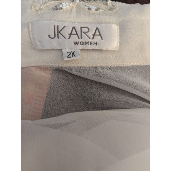 JK ARA Embellished Sheer Blouse - Size 2X (2XL) - Dazzling Silver Sparkle! - Picture 2 of 4